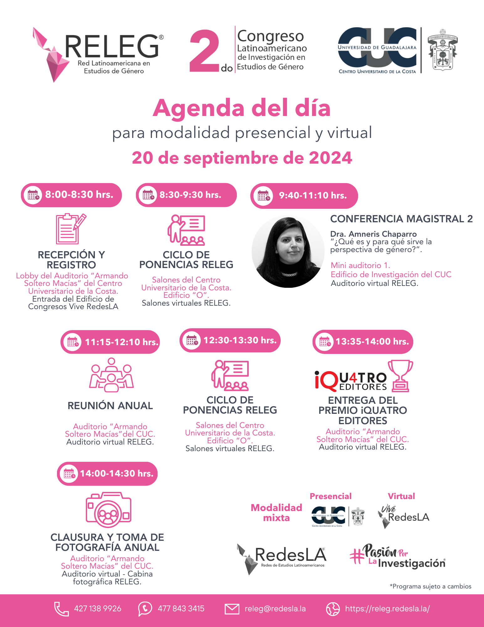 Programa 2do. Congreso Latinoamericano de Investigación en Estudios de Género RELEG 2024 DÍA 1